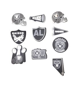 Oakland /Las Vegas Raiders Jibbitz Croc Shoe Charms - 10pc